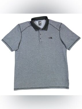 The North Face Men's Heather Gray Polo with Black Collar XL
